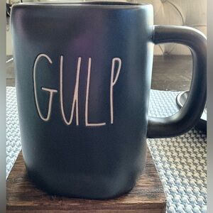 Rae Dunn Black Ceramic Mug with 'GULP' Text